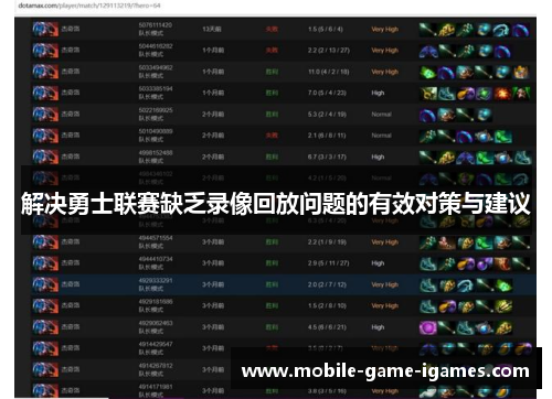解决勇士联赛缺乏录像回放问题的有效对策与建议